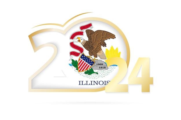 Year 2024 with Illinois Flag pattern