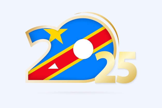 Vector year 2025 with dr congo flag pattern