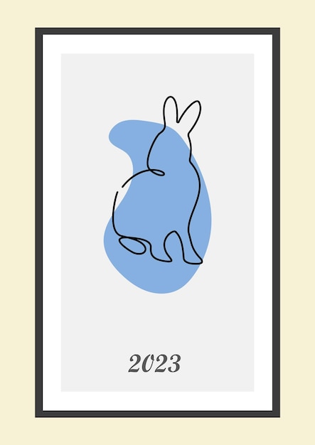 Year of the Rabbit 2023 Rabbit one line continuous drawing Hare continuous one line illustration Chinese Lunar Year 2023 Vector illustration