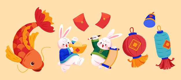 Year of the rabbit element set