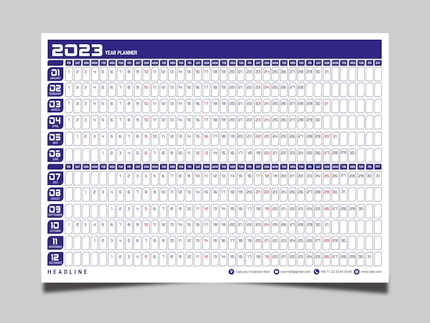 Year WallPlanner design template