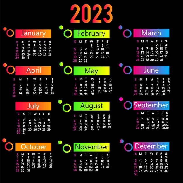 Yearly Calendar 2023 Template Design