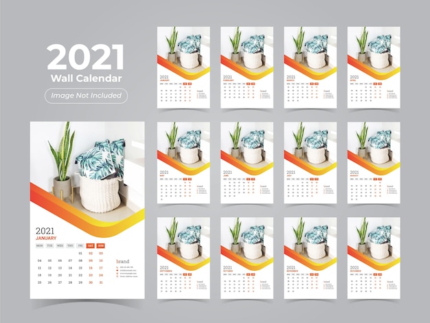 Yearly wall calendar concept