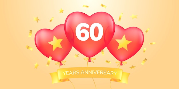 years anniversary logo, icon. Template banner with hot air balloons