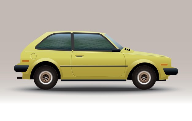 Vector yellow 1980039s small car side view