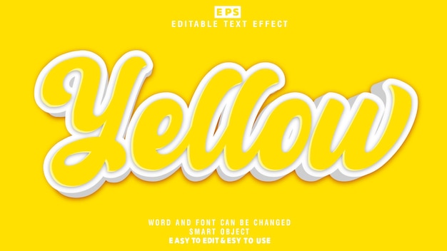 Yellow 3d Editable Text Effect Vector With Background