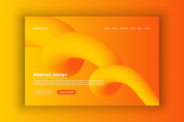 Yellow abstract landing page template design