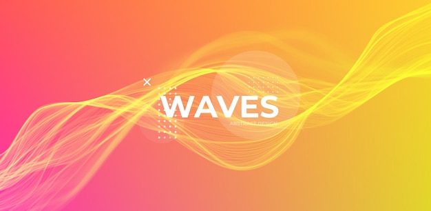 Yellow abstract wave Magic line design Flow curve motion element Neon gradient wavy illiustration