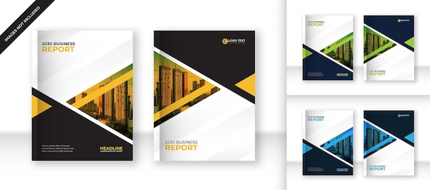 Yellow annual report and book cover design template