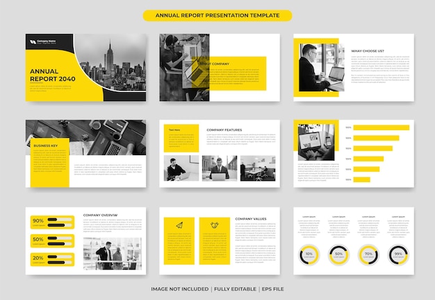 Vector yellow annual report powerpoint template design or proposal project template