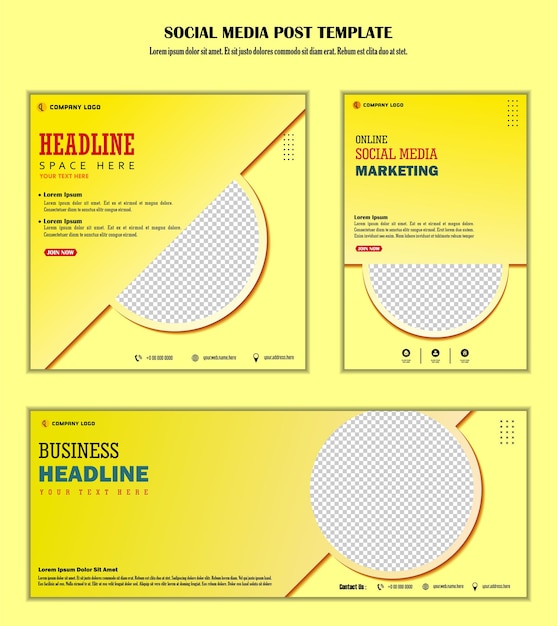 Yellow background social media post template