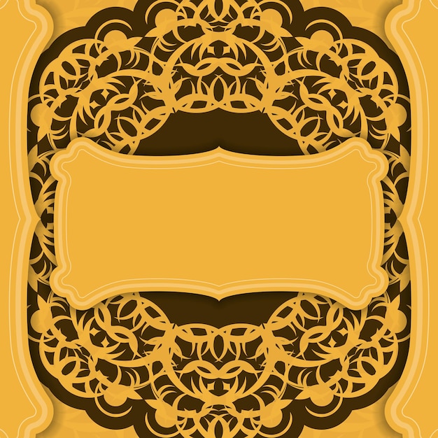 Yellow background with greek brown pattern and place for logo or text