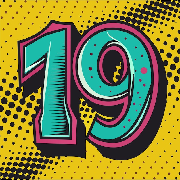 Vector a yellow background with a number 9 written in blue and green