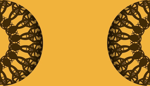 Yellow banner with brown mandala ornament and place under your text