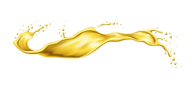 Vector yellow beer oil or juice splash gold liquid wave