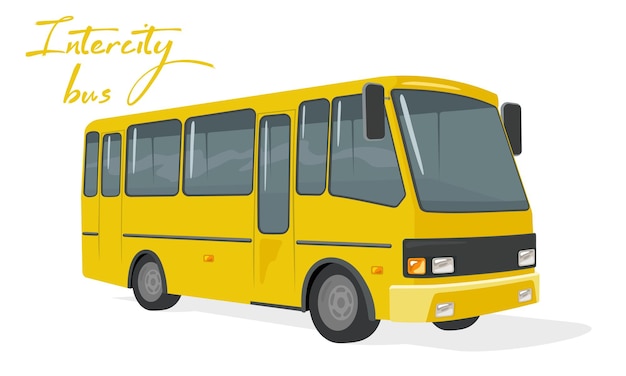 Yellow big bus with comfortable seats runs on city routes