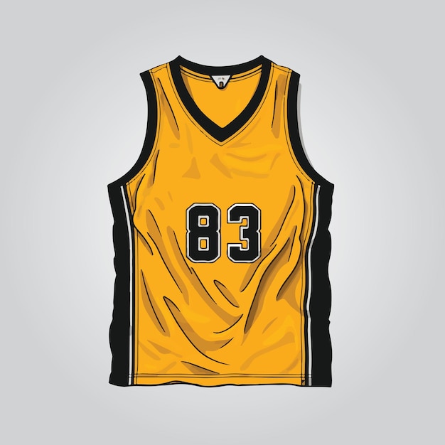 a yellow and black basketball jersey