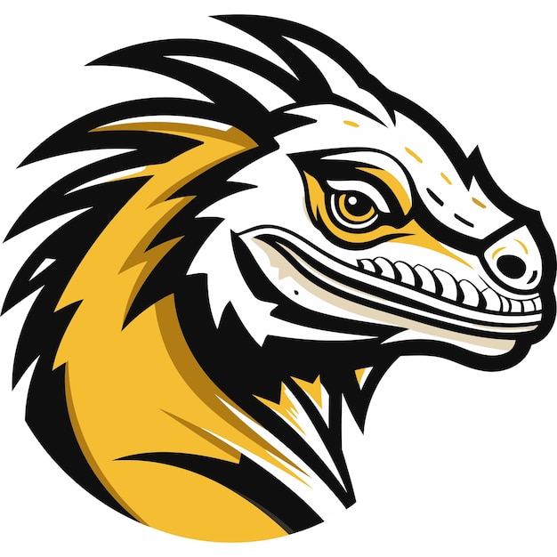 Vector yellow and black cartoon raptor mascot head