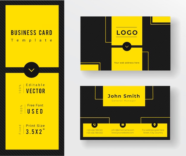 Yellow & Black Clean & Creative Business card Template.