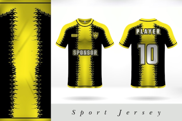 Yellow black football jersey uniform template design