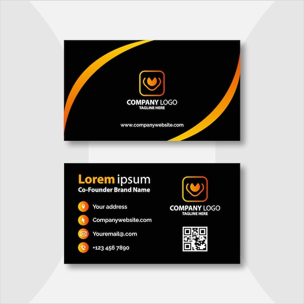 Yellow and black geometric business card template