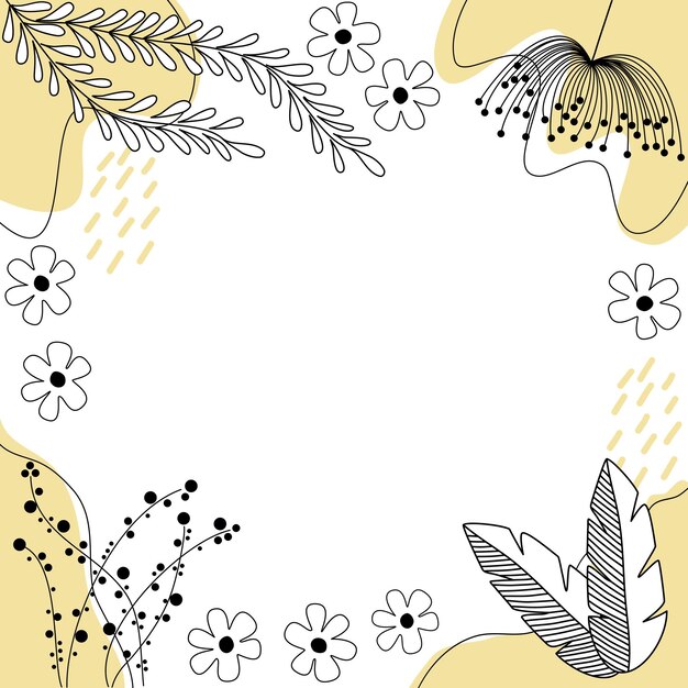 A yellow and black line floral border