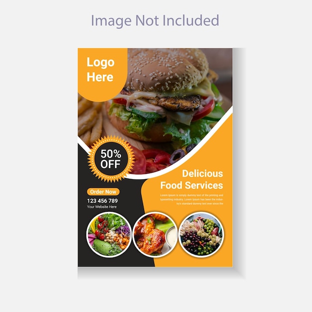 Yellow and black restaurant food flyer template