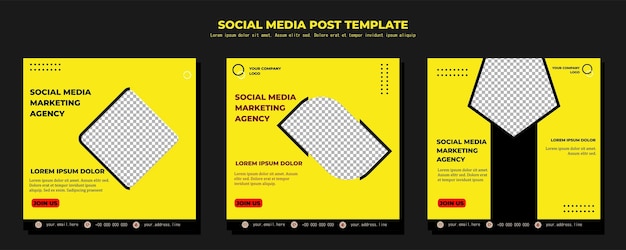 Yellow and Black Vector Social Media Post Template vector art illustration and text