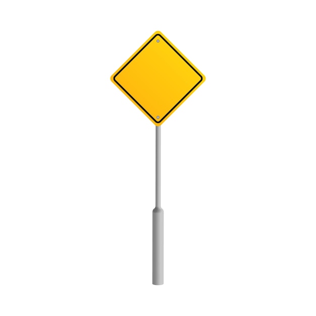 Yellow Blank Road Traffic Sign Vector Illustration Template