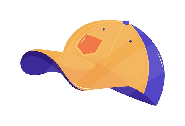 Vector yellow and blue baseball cap shown in side view created as a flat vector illustration this stylish cap design features a modern twist