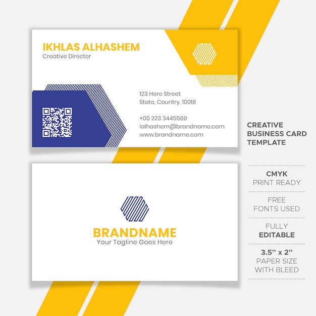 Yellow and Blue Clean Business Card Design