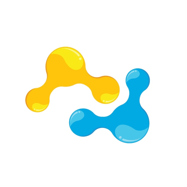 Yellow and blue molecule technology icon vector concept design template