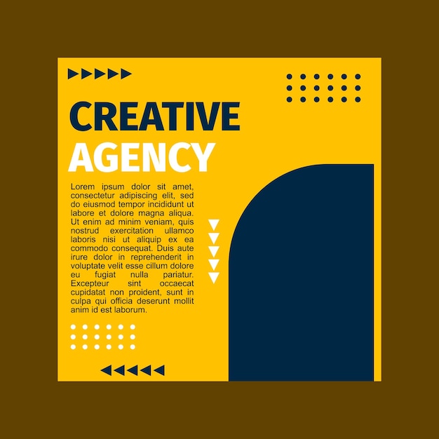 Vector a yellow and blue social media template for a creative agency