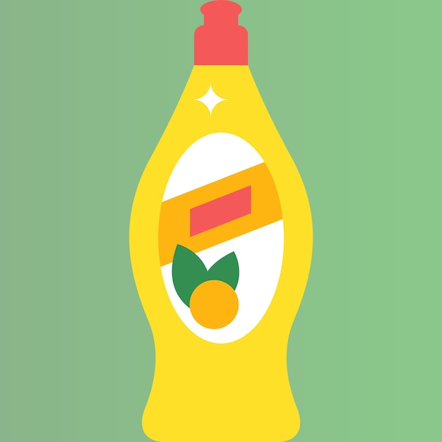 Vector a yellow bottle of dishwashing liquid with a yellow label that says'orange '