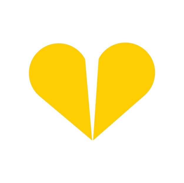 A yellow broken heart vector icon