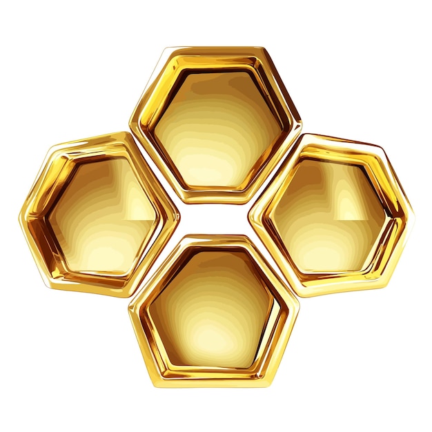 a yellow and brown design with a group of three gold objects