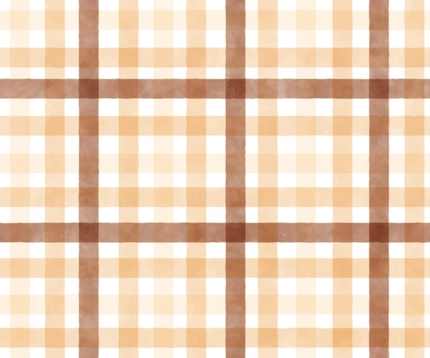 Yellow and brown watercolor plaid repeat seamless pattern