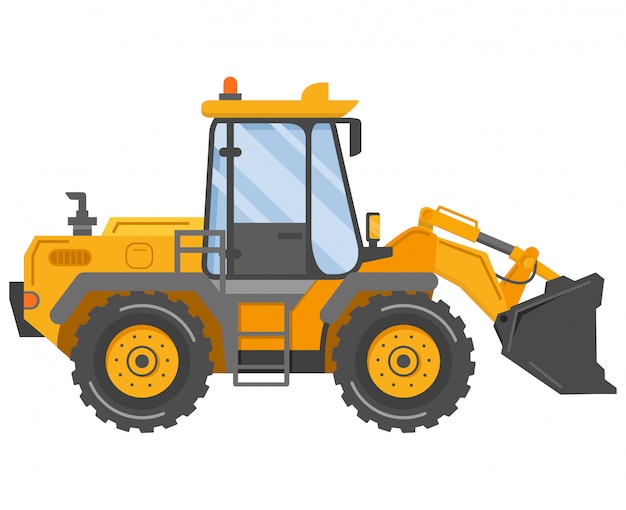 Yellow bulldozer tractor.Construction machine.Industrial vehicle.