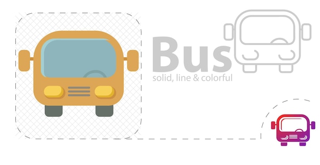 Yellow bus isolated flat illustration bus line icon