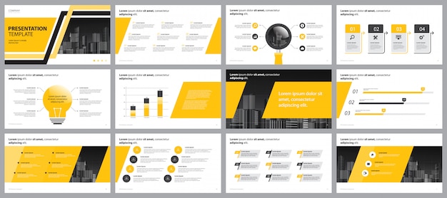 yellow business presentation page layout design  template