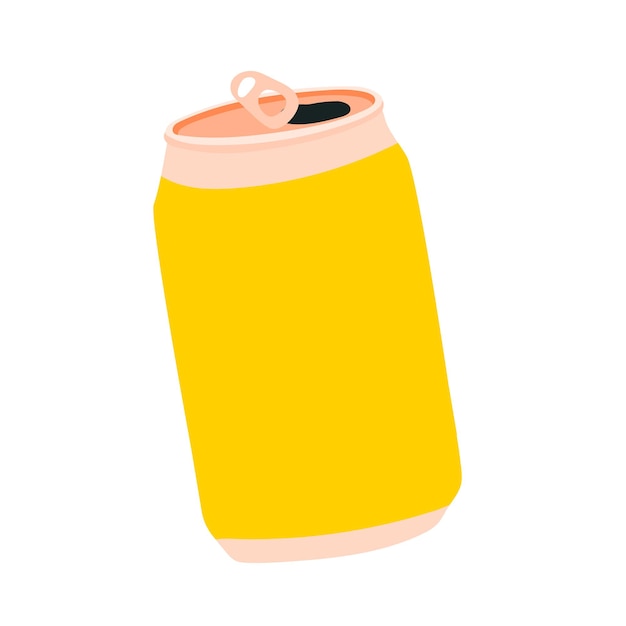 yellow can of soda aluminum can of lemonade kawaii cute stock vector illustration isolated