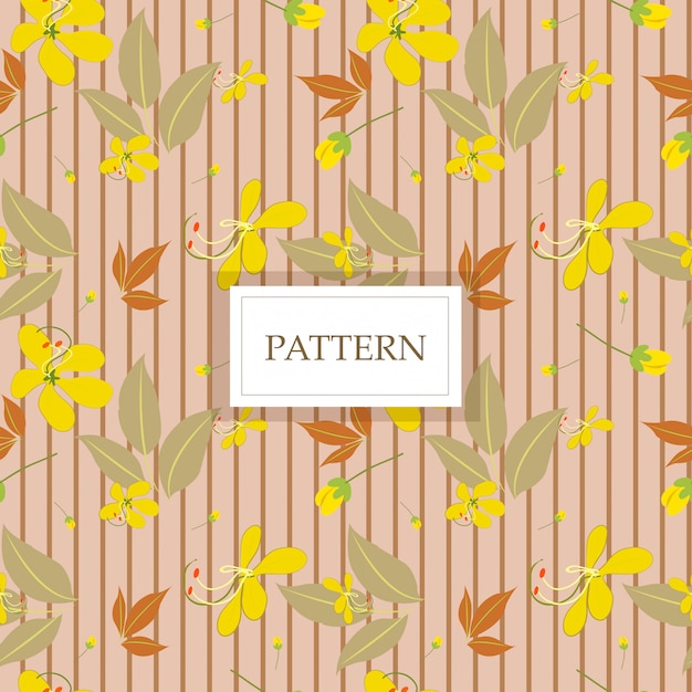 Yellow cassia flower with brown line seamless pattern/background