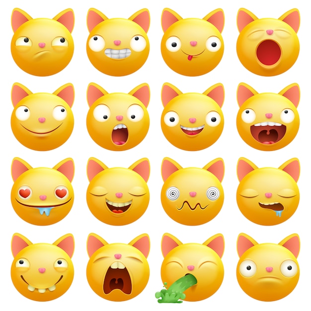 yellow cat emoticons cartoon characters