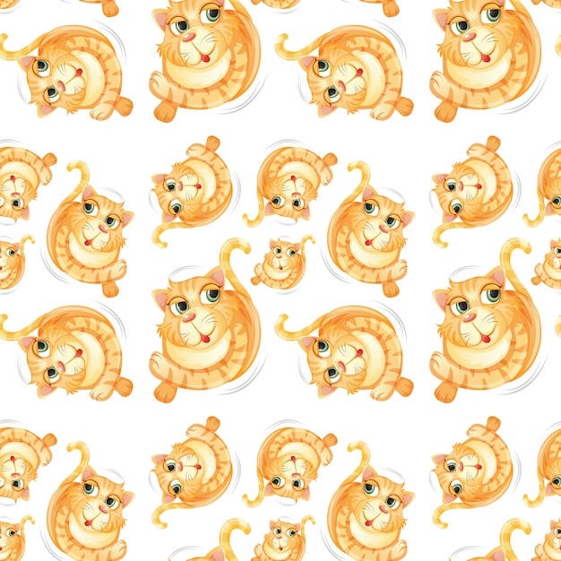 Yellow cat seamless pattern