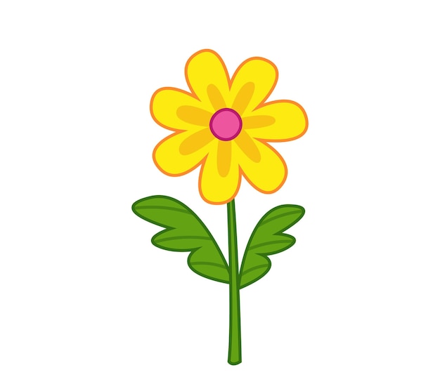 Yellow Chamomile flower Vector illustration in cartoon childish style Isolated funny clipart