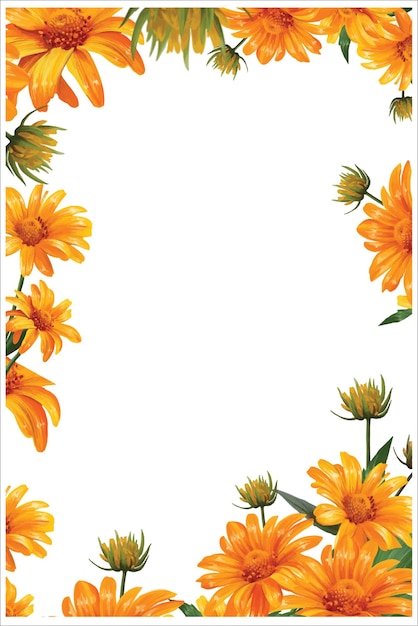 Yellow chamomile flowers frame gerbera floral wallpaper venetting vector illustration