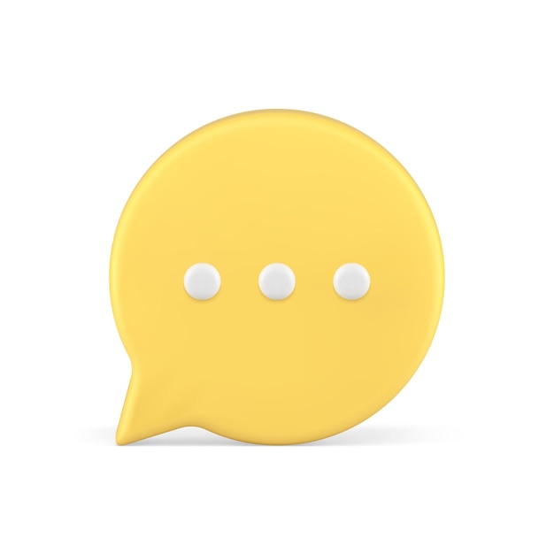 Yellow chat bubble speech think message cyberspace dialogue 3d icon realistic vector illustration