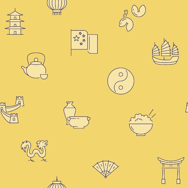 Yellow China seamless pattern