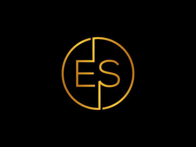 Yellow circle with the letter es on a black background