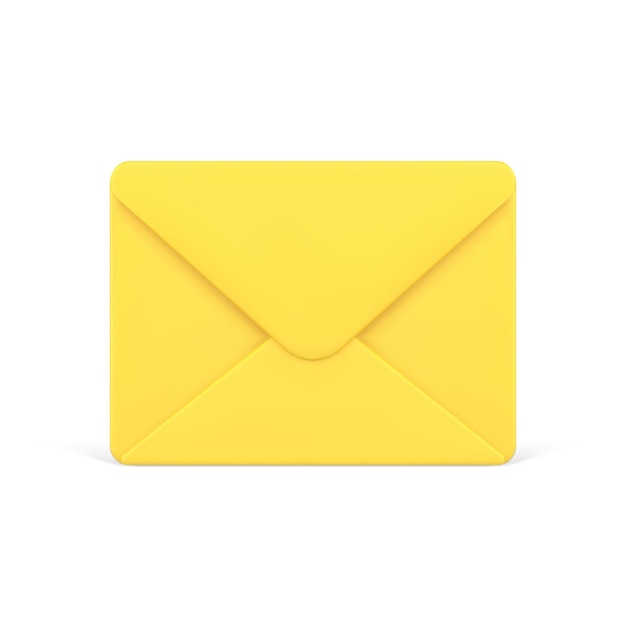 Yellow closed 3d envelope Voluminous unread letter